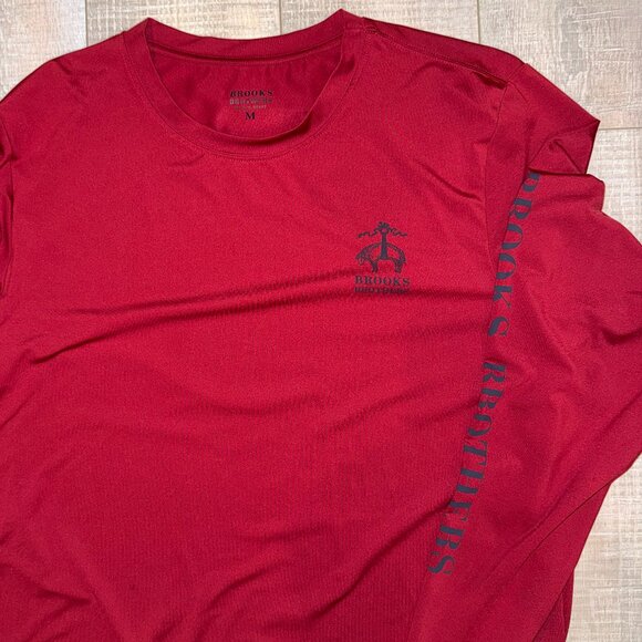 Brooks Brother Athletic Red Long Sleeve Tee Mens Medium - Picture 1 of 3